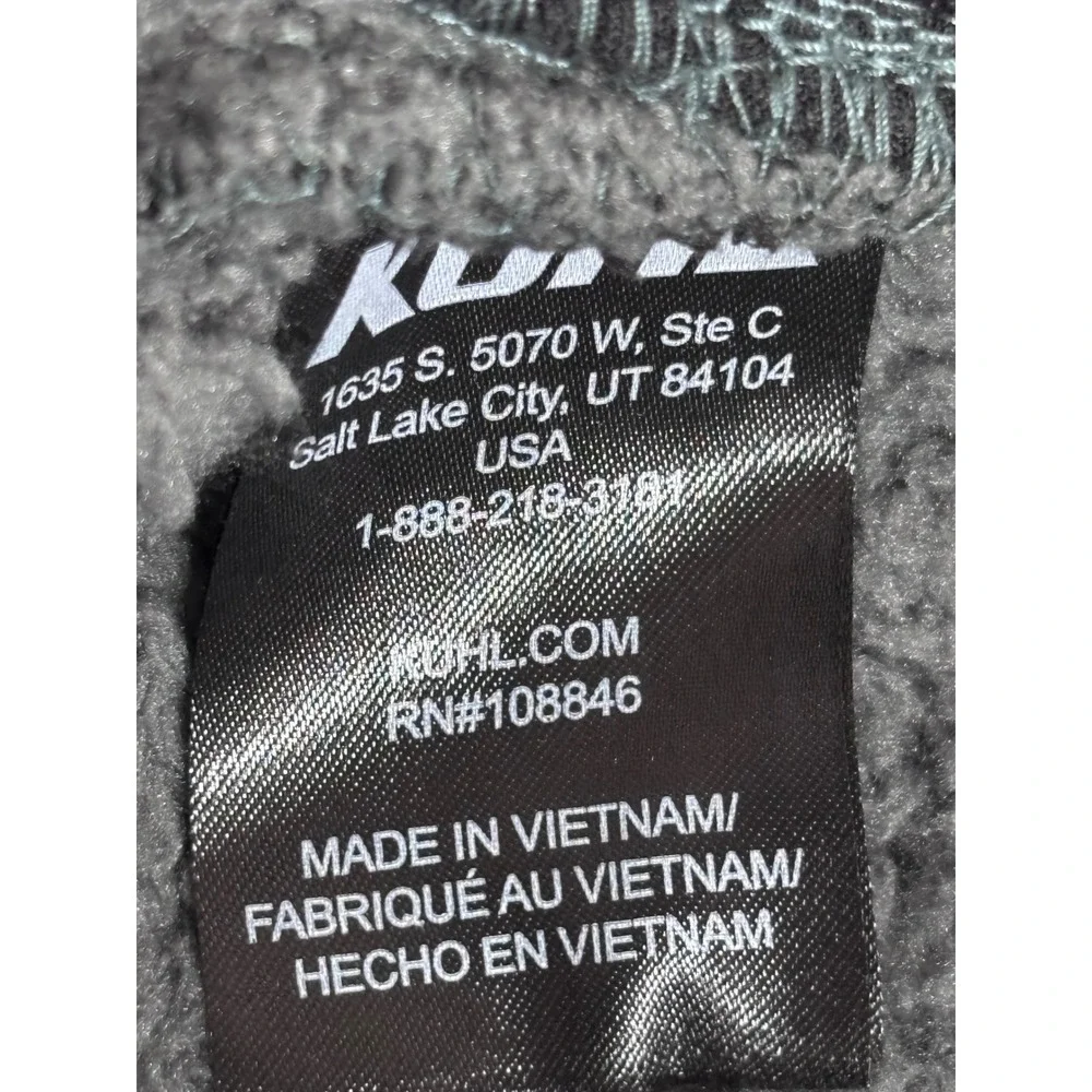 KUHL Flight Jacket Womens Large Grey Fleece Full Zip Hooded Coat 2015 Charcoal